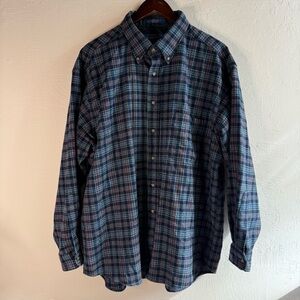 Vintage Pendleton Classic Blue Plaid Men's Shirt Size XL Flaws